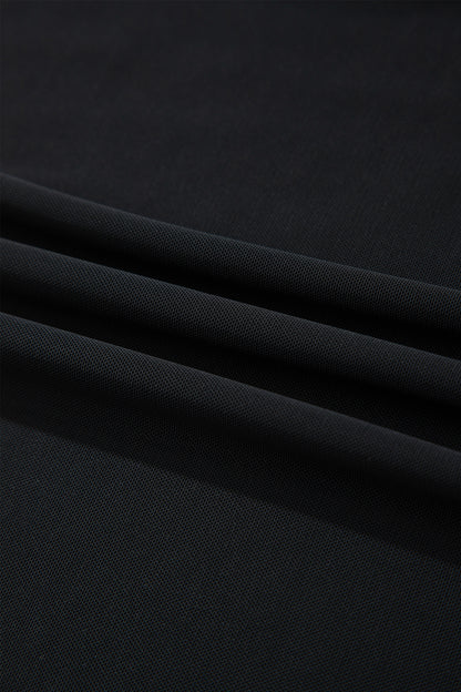 Black Plus Size Sheer Mesh Panel Short Sleeve Top