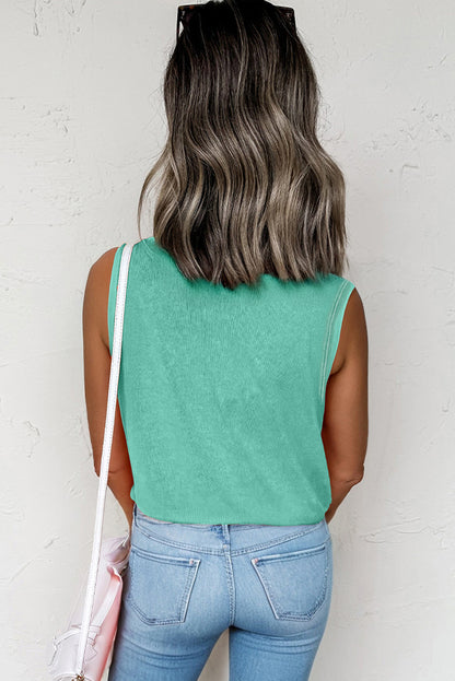 Phalaenopsis Mineral Wash Patched Chest Pocket Casual Tank Top