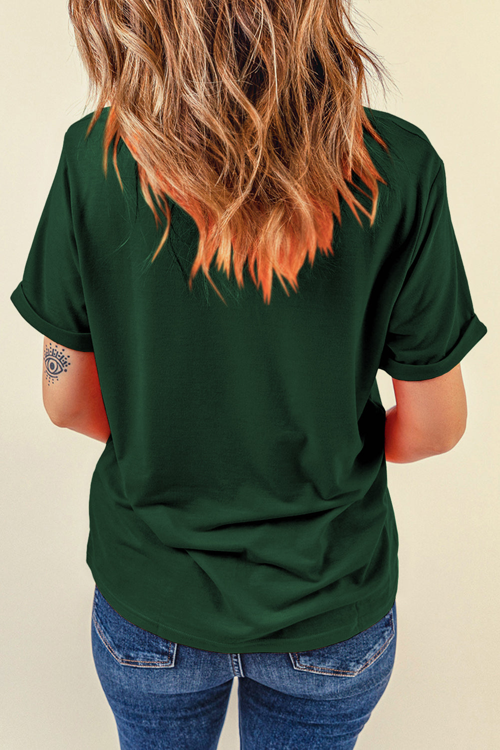 Sachet Pink Bright Casual Plain Crew Neck Tee
