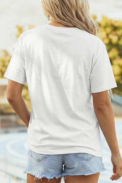 White USA Faux Patchwork Graphic Tee
