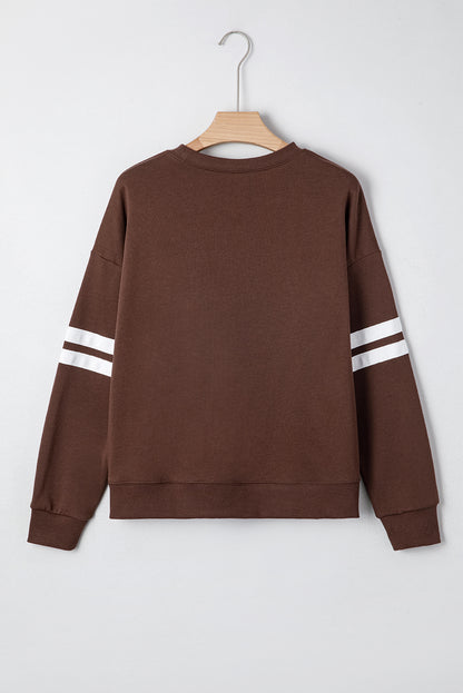 White Varsity Striped Detail Drop Shoulder Oversized Sweatshirt