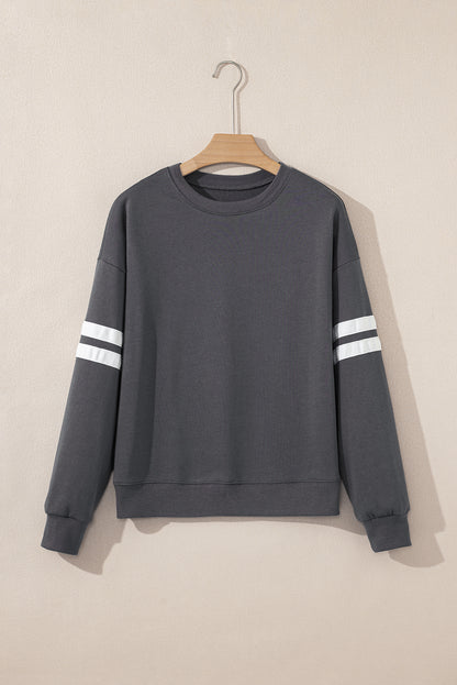White Varsity Striped Detail Drop Shoulder Oversized Sweatshirt