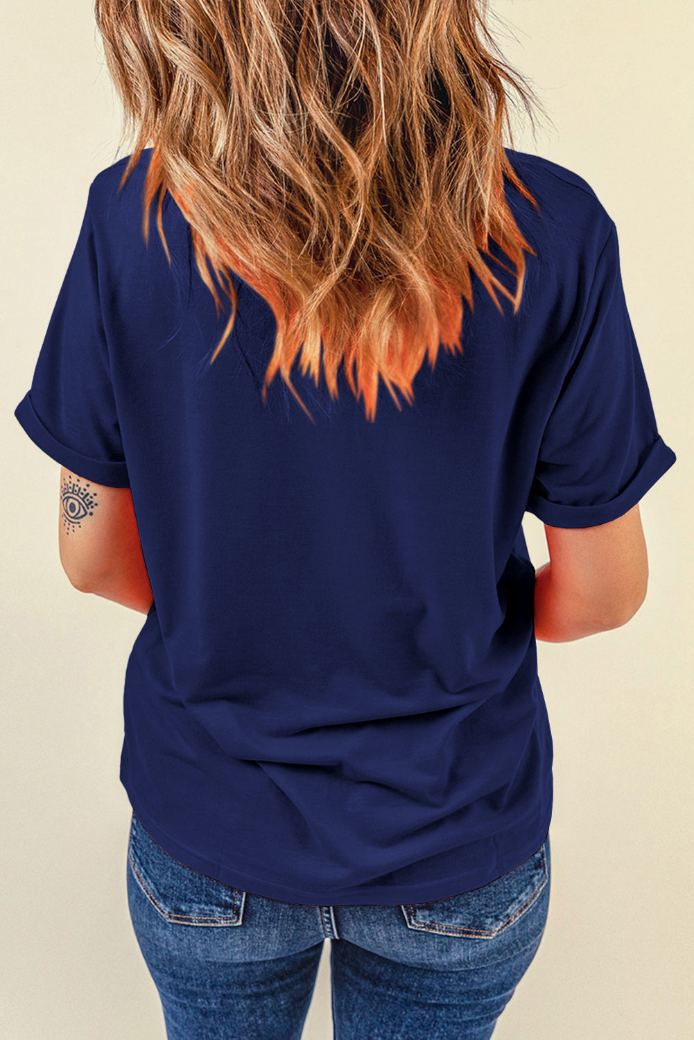 Sachet Pink Bright Casual Plain Crew Neck Tee