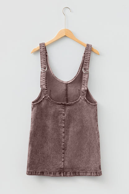 Goat Vintage Washed Denim V Neck Suspender Mini Dress