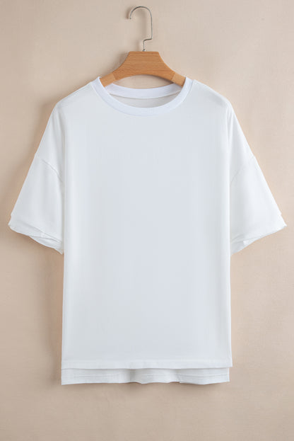 Myosotis Loose Half Sleeve Hi Low Hem T Shirt