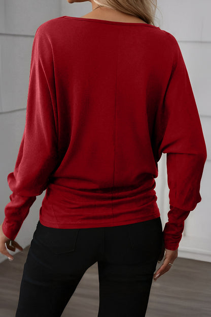 Light Grey Solid Color Extended Cuffs Long Sleeve Top