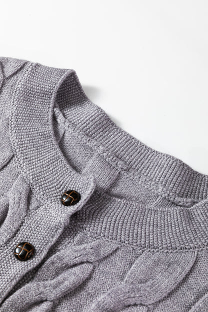 High Cable Knit Cardigan Sweater