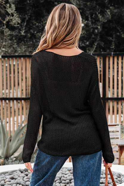 Coral Crochet Hollow-out Jumper Top Sweater