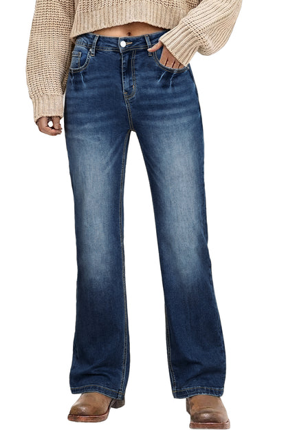 Myosotis Acid Washed Straight Leg Full Length Casual Jeans