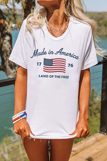White American Flag Retro Inspired Graphic Tee