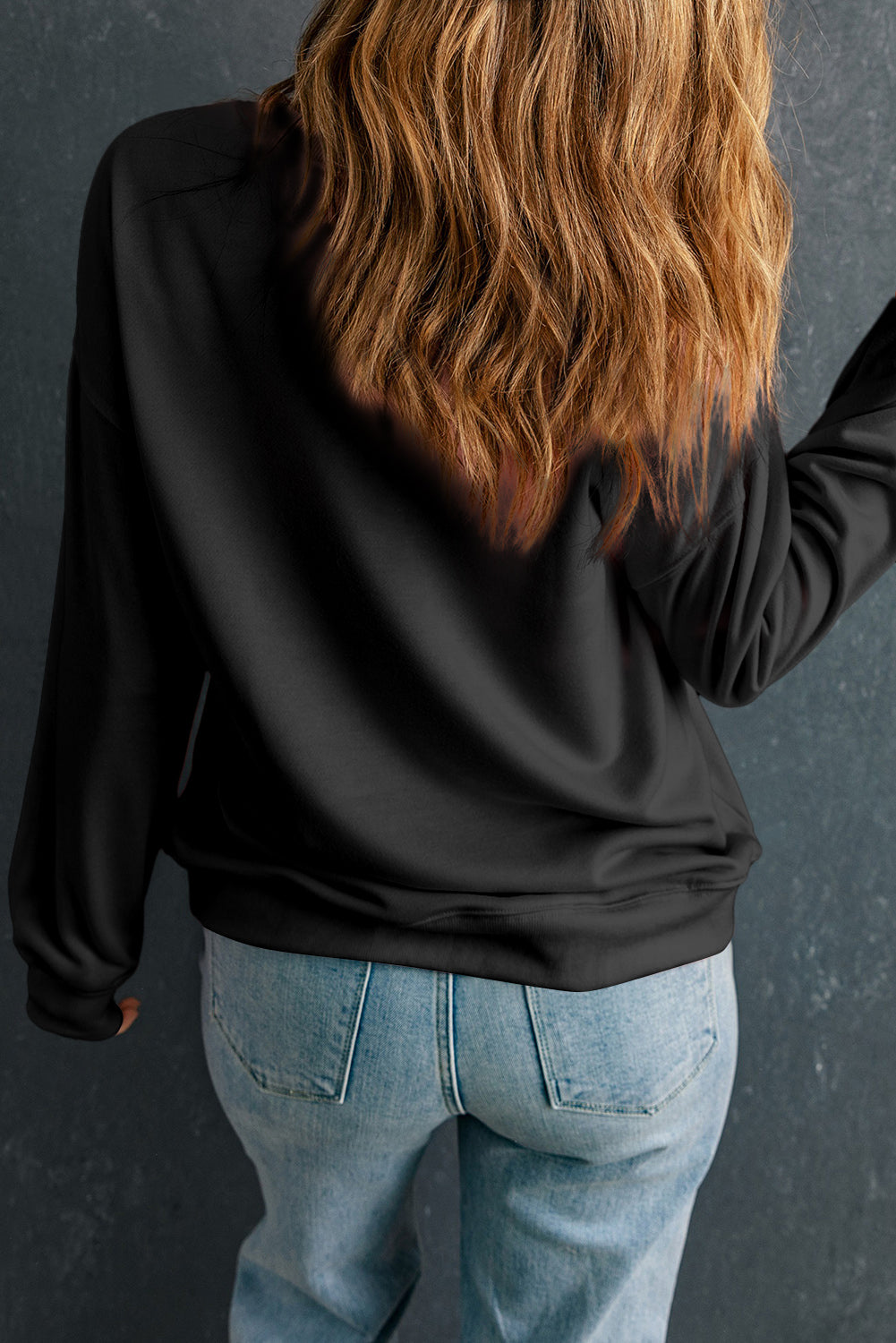 Dark Green Solid Classic Crewneck Pullover Sweatshirt
