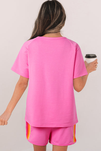 Beau Blue Striped Patch Front Casual Tee