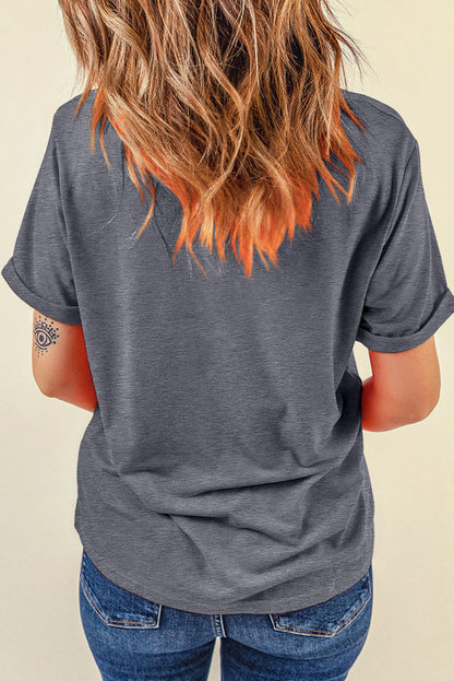 Gray Sunflower Cowgirl Boots Print Western Fashion T Shirt