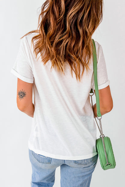 White Bowknot Bunny Graphic Easter Fashion T Shirt