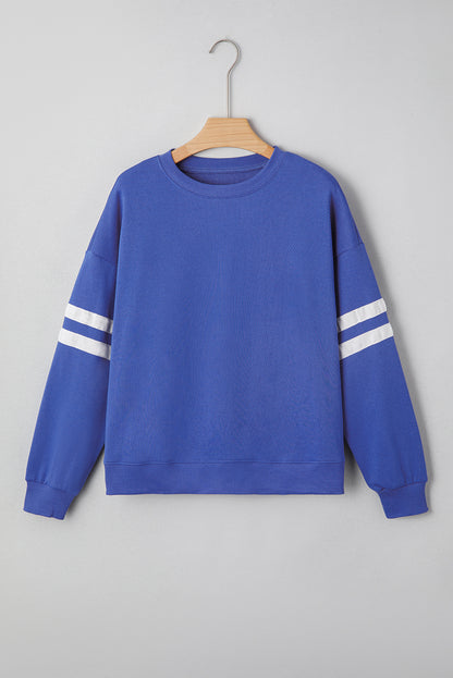 White Varsity Striped Detail Drop Shoulder Oversized Sweatshirt