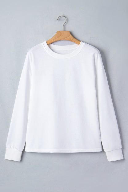 Black Solid Color Dropped Shoulder Long Sleeve Top
