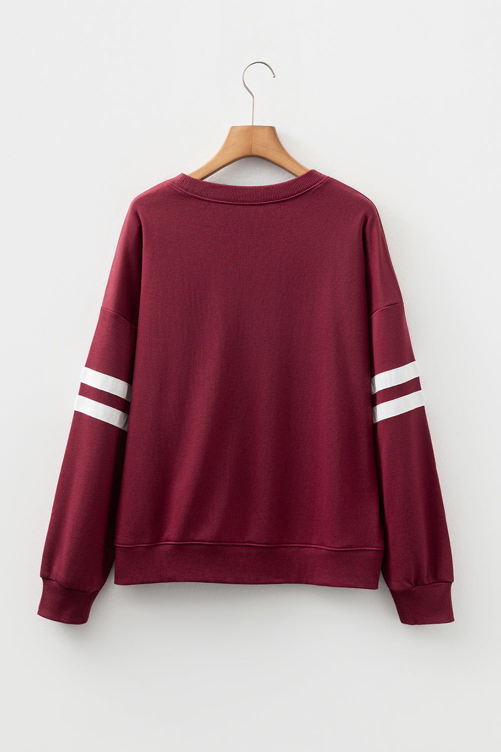 White Varsity Striped Detail Drop Shoulder Oversized Sweatshirt