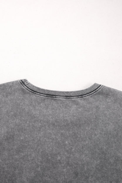 Philippine Gray Mineral Wash Half Sleeve Boyfriend Vintage T Shirt