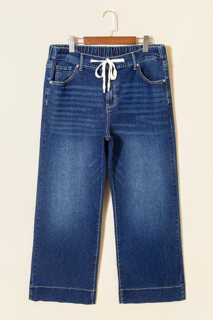 Black Acid Wash Contrast Lace-up Plus Size Jeans