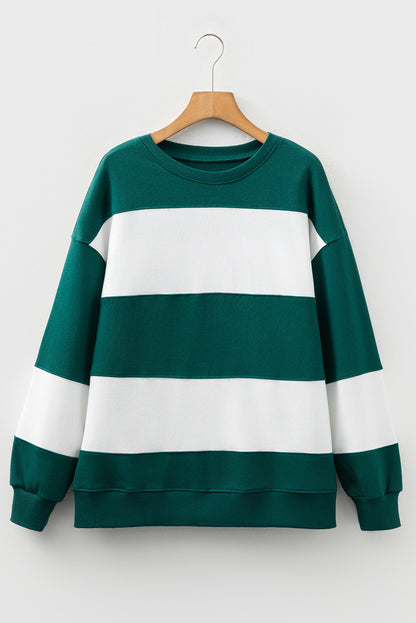 Fiery Red Colorblock Drop Shoulder Baggy Sweatshirt