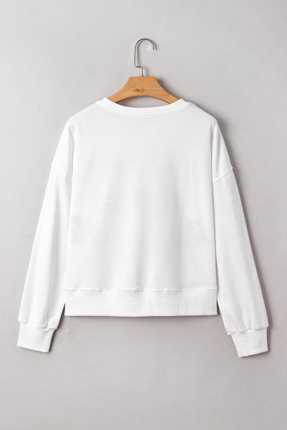 Black CLASSY UNTIL KICKOFF Plush Letter Patched Loose Sweatshirt