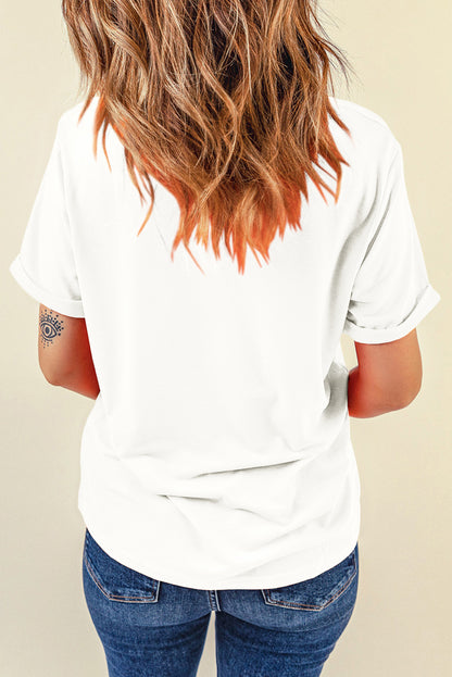 Sachet Pink Bright Casual Plain Crew Neck Tee