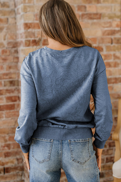 High-rise saved by grace Letter Embroidery Mineral Wash Loose Sweatshirt