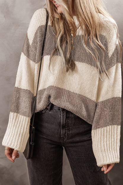 Jet Stream Colorblock Loose Pullover Sweater