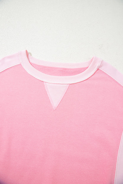 Bonbon 2-tone Color Block Patchwork Drop Shoulder Sweatshirt