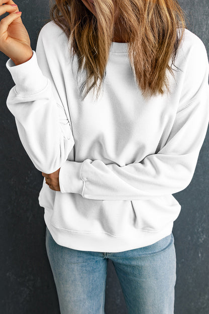 Dark Green Solid Classic Crewneck Pullover Sweatshirt