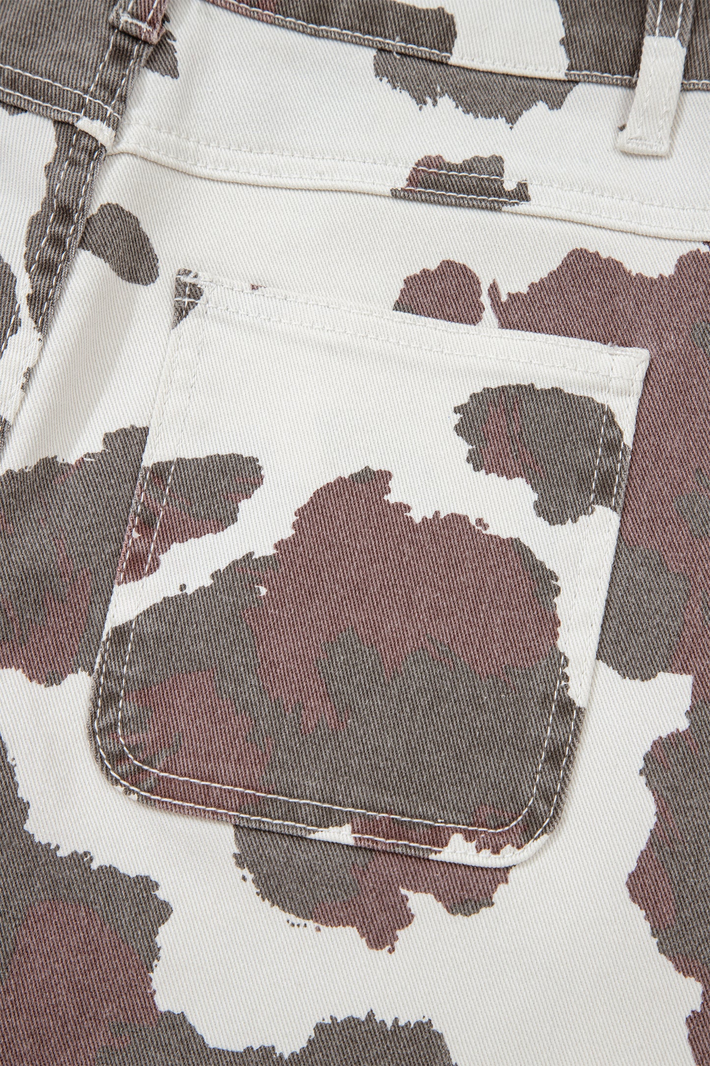 Brown Cow Spots Printed Multi Pocketed Jeans