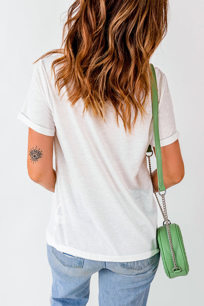 White Christmas Tree Checkered Distressed Graphic Oversize Tee