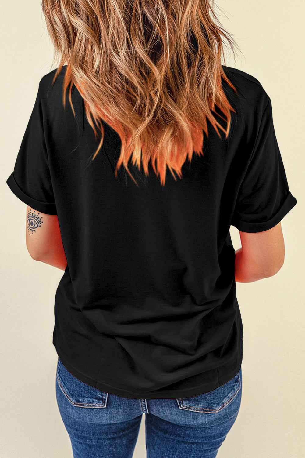 Sachet Pink Bright Casual Plain Crew Neck Tee