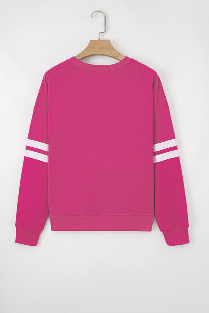 White Varsity Striped Detail Drop Shoulder Oversized Sweatshirt