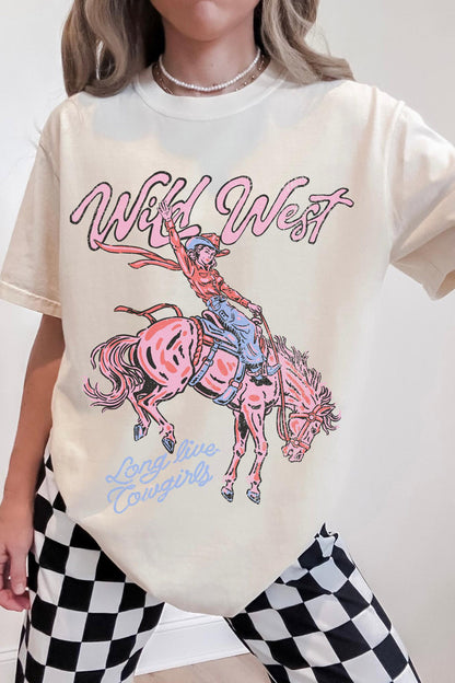 White Wild West Cowgirl Rodeo Graphic Tunic Tee