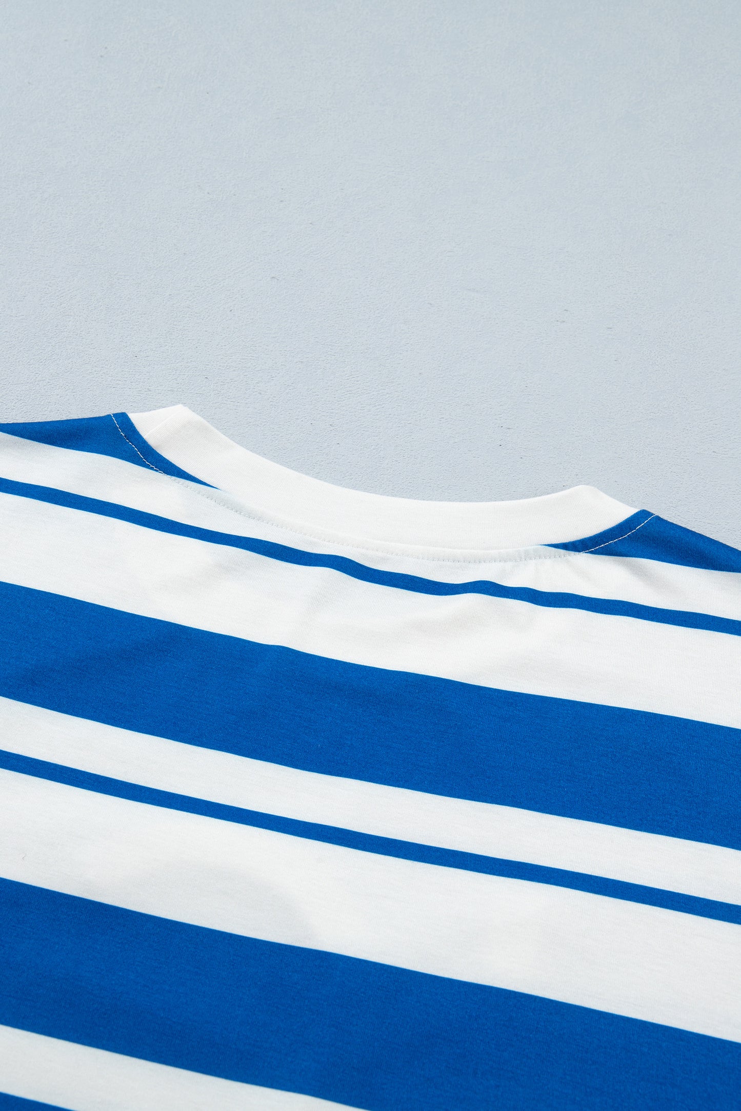 Blue Stripe USA Graphic Drop Shoulder Half Sleeve Loose T Shirt
