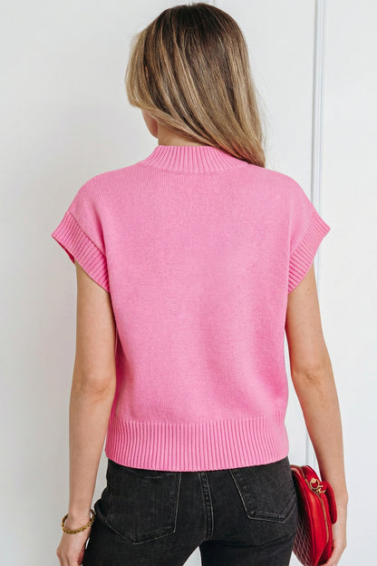 White Valentine Heart Graphic Cropped Short Sleeve Sweater