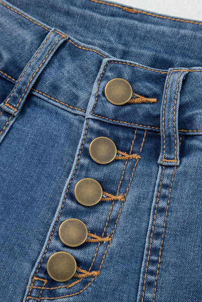 Ashleigh Blue Multi Buttons High Waist Wide Leg Jeans With Pockets