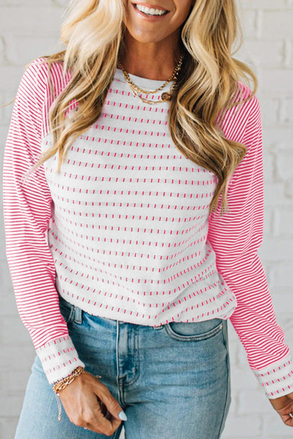 Black Stripe Raglan Patchwork Long Sleeve Tee